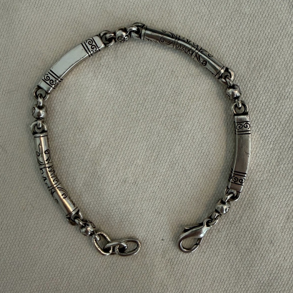 Brighton "Marrakesh" Scrollwork Linked Bead Bracelet Silver Adjustable Boho